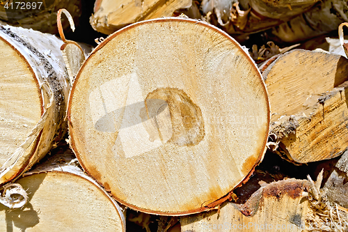 Image of End of round birch logs