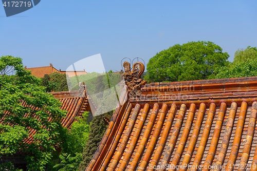 Image of Traditional Chinese building under blue sky