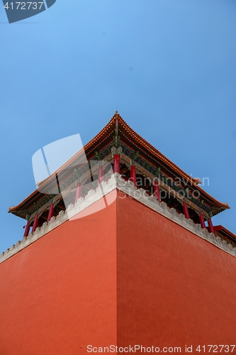 Image of Traditional Chinese building under blue sky