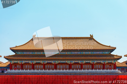 Image of Traditional Chinese building under blue sky