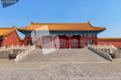 Image of Traditional Chinese building under blue sky