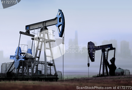 Image of old working oil pumps