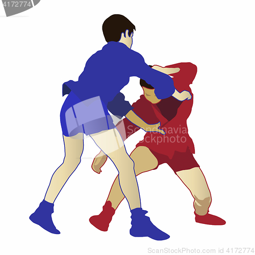 Image of Illustration Of Two Boys In A Sambo Competition