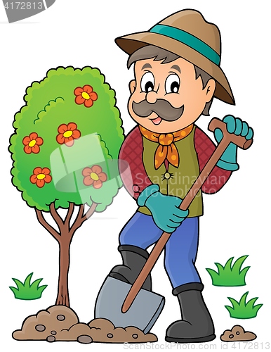 Image of Gardener planting tree theme image 1