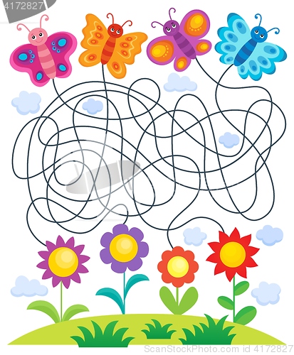 Image of Maze 24 with butterflies and flowers