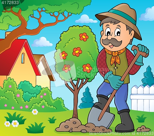 Image of Gardener planting tree theme image 2