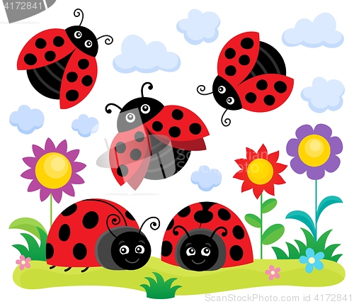 Image of Stylized ladybugs theme image 1