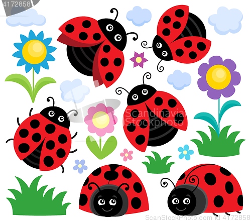 Image of Stylized ladybugs theme set 1