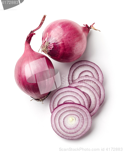 Image of red onions on white background