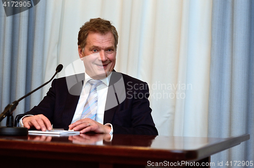 Image of HELSINKI, FINLAND –JANUARY 29, 2013: President of Finland Saul