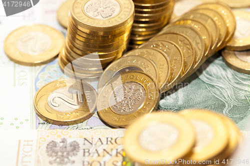 Image of Polish coins close up