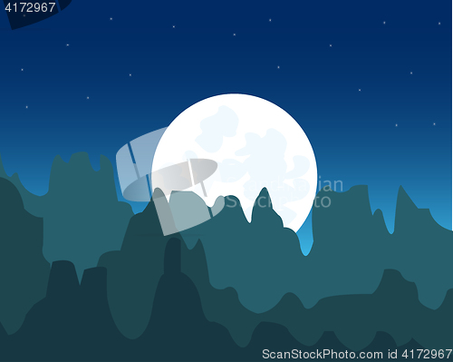 Image of Steep mountains and moon
