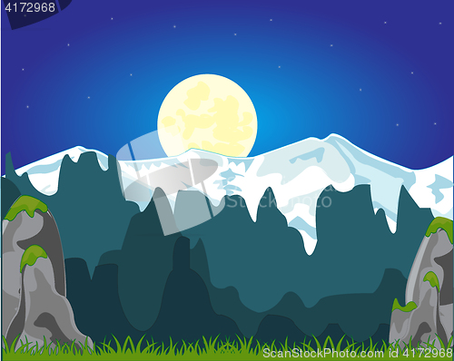 Image of Moon night and mountains