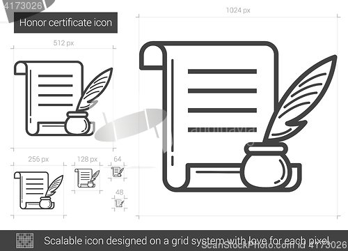 Image of Honor certificate line icon.