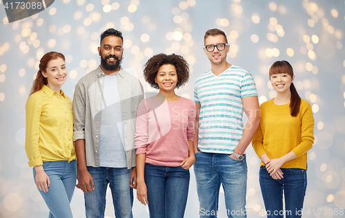 Image of international group of happy smiling people