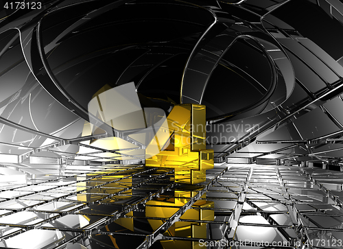 Image of number four in abstract futuristic space - 3d rendering