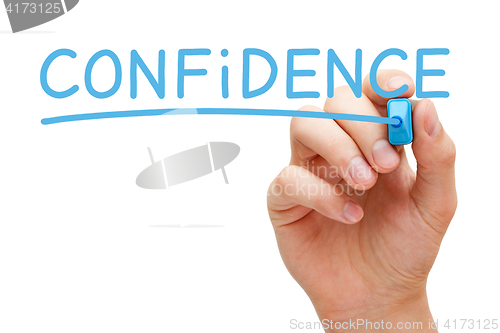 Image of Confidence Handwritten With Blue Marker