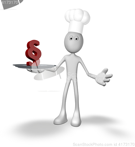 Image of cook guy with paragraph symbol - 3d rendering