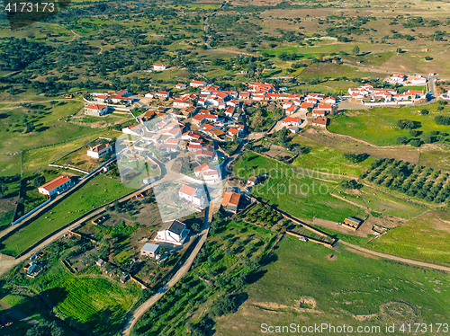 Image of Aerial View Red Tiles Roofs Typical Village