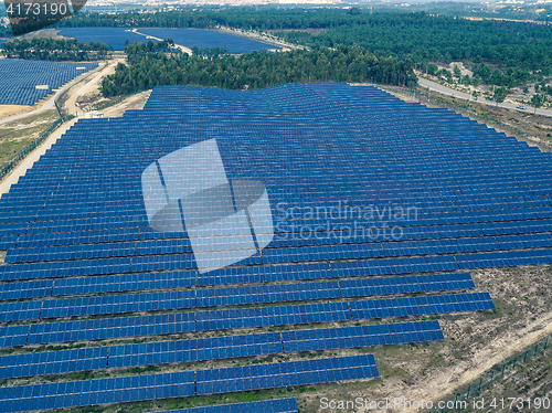 Image of Aerial View Over Solar Panel Farm