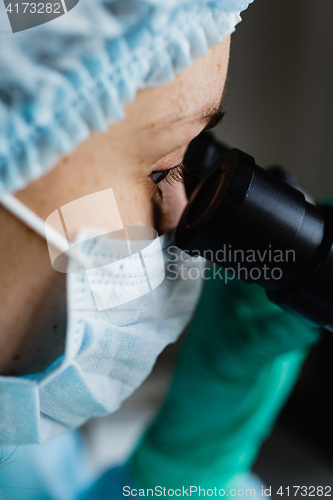 Image of Close up view of scientist eye