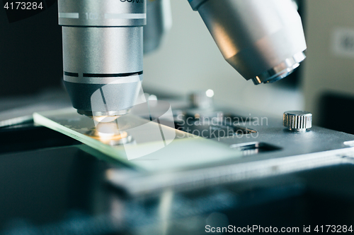 Image of Modern microscope in the laboratory.