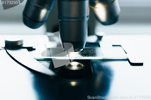 Image of Modern microscope in the laboratory.