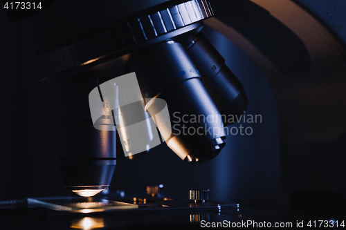 Image of Modern microscope in the laboratory.