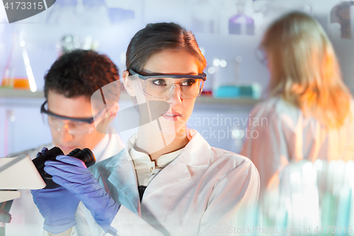 Image of Life science researchers in genetic scientific laboratory.