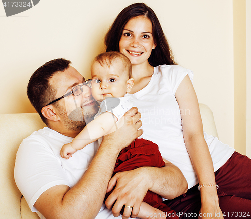 Image of young happy modern family smiling together at home. lifestyle pe