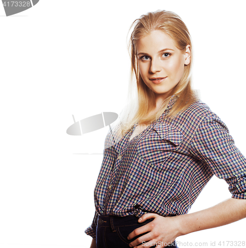 Image of young pretty teenage hipster girl posing emotional happy smiling