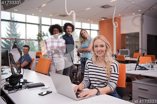 Image of informal business woman working in the office