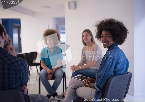 Image of Multiethnic startup business team on meeting