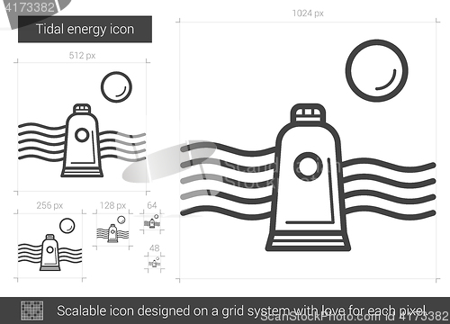 Image of Tidal energy line icon.