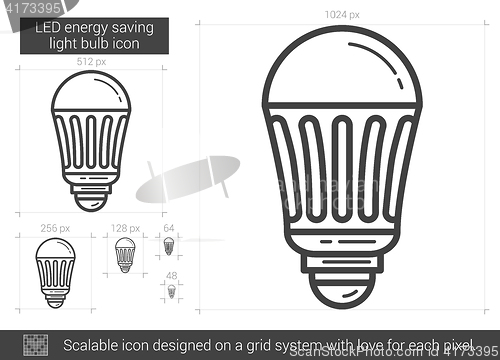 Image of LED energy saving light bulb line icon.