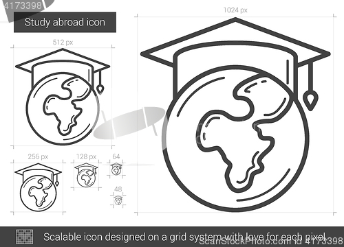 Image of Study abroad line icon.