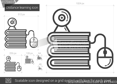 Image of Distance learning line icon.