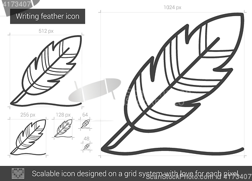 Image of Writing feather line icon.