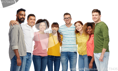 Image of international group of happy smiling people