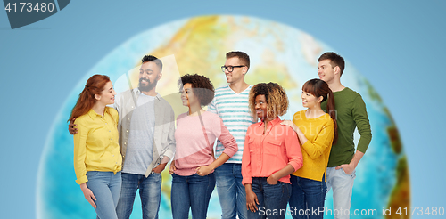 Image of international group of happy smiling people