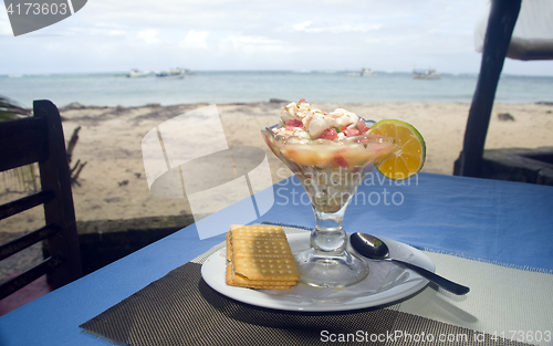 Image of fresh lobster ceviche Central America style  photographed in Big