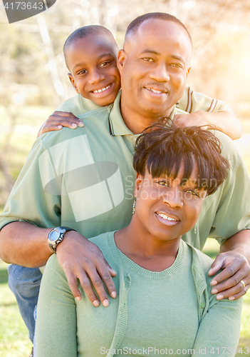 Image of Beautiful Happy African American Family Portrait Outdoors