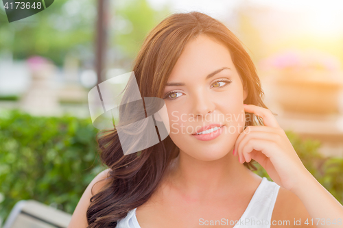 Image of Pretty Mixed Race Girl Portrait Outdoors