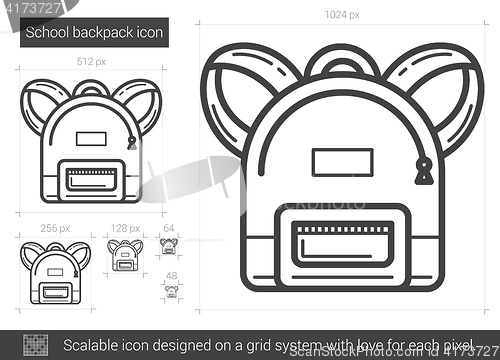 Image of School backpack line icon.