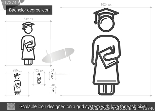 Image of Bachelor degree line icon.