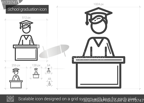 Image of School graduation line icon.