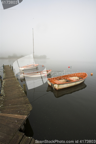 Image of View on a beautiful  lake in scandinavia in denmark 