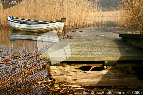 Image of View on a beautiful  lake in scandinavia in denmark 