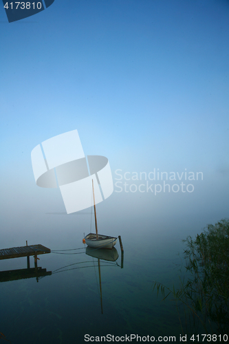 Image of View on a beautiful  lake in scandinavia in denmark 