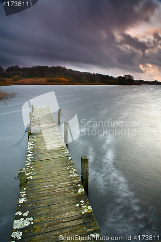 Image of View on a beautiful  lake in scandinavia in denmark 